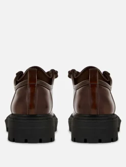 Flache Schuhe|Primark „Rita Ora“ Schnürloafer Mit Dicker Sohle Braun