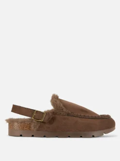 Hausschuhe|Hausschuhe|Primark „Rita Ora“ Slingback-Loafer In Wildleder-Optik Schokoladenbraun