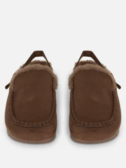 Hausschuhe|Hausschuhe|Primark „Rita Ora“ Slingback-Loafer In Wildleder-Optik Schokoladenbraun