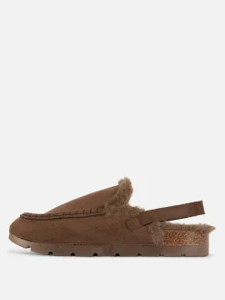 Hausschuhe|Hausschuhe|Primark „Rita Ora“ Slingback-Loafer In Wildleder-Optik Schokoladenbraun