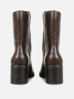 Stiefel|Primark „Rita Ora“ Stiefel Mit Blockabsatz Schokoladenbraun