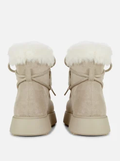 Stiefel|Primark „Rita Ora“ Stiefel Mit Kunstfell Und Vordernaht Sandfarben