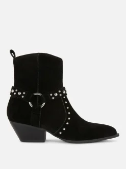 Stiefel|Primark „Rita Ora“ Stiefeletten In Wildleder-Optik Mit Nieten Schwarz