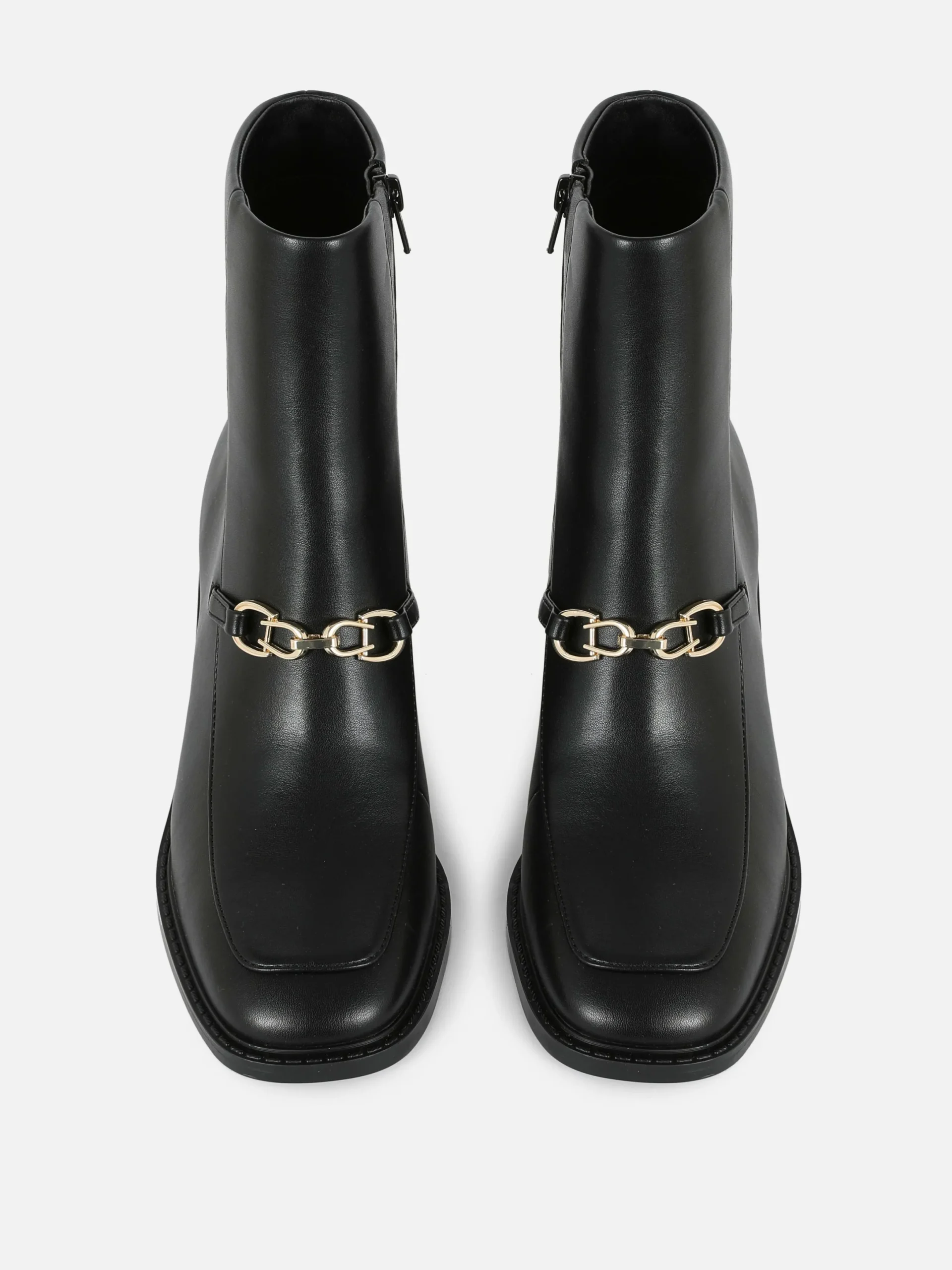 Stiefel|Primark „Rita Ora“ Stiefeletten Mit Blockabsatz Und Kettendetail Schwarz