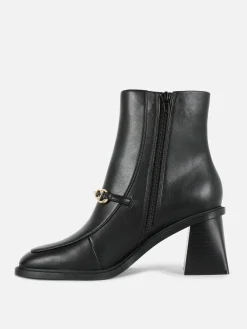Stiefel|Primark „Rita Ora“ Stiefeletten Mit Blockabsatz Und Kettendetail Schwarz