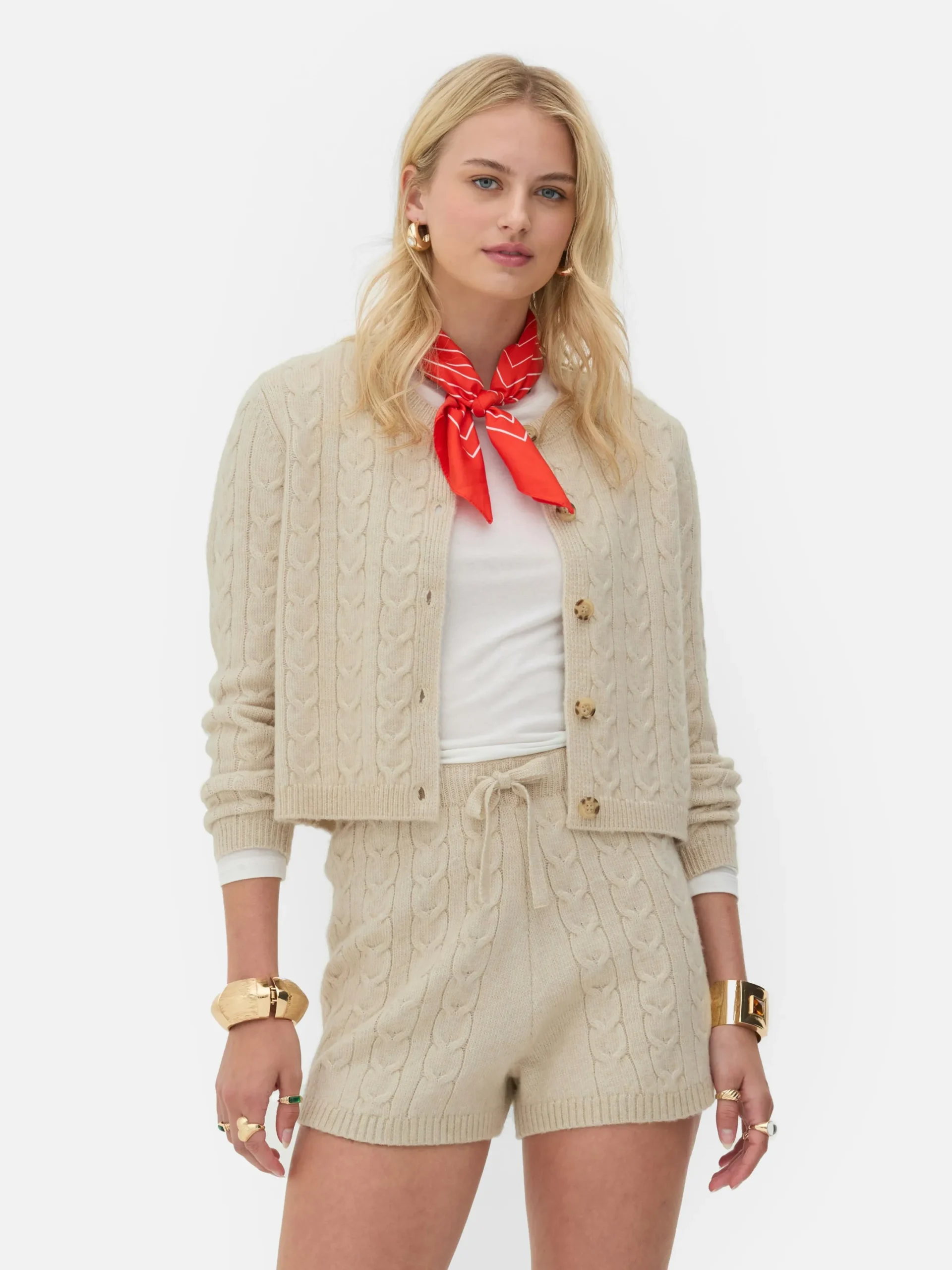 Pullover Und Cardigans|Primark „Rita Ora“ Strickcardigan Mit Zopfmuster Beige