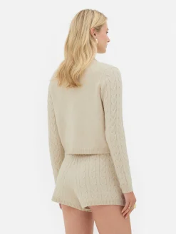 Pullover Und Cardigans|Primark „Rita Ora“ Strickcardigan Mit Zopfmuster Beige