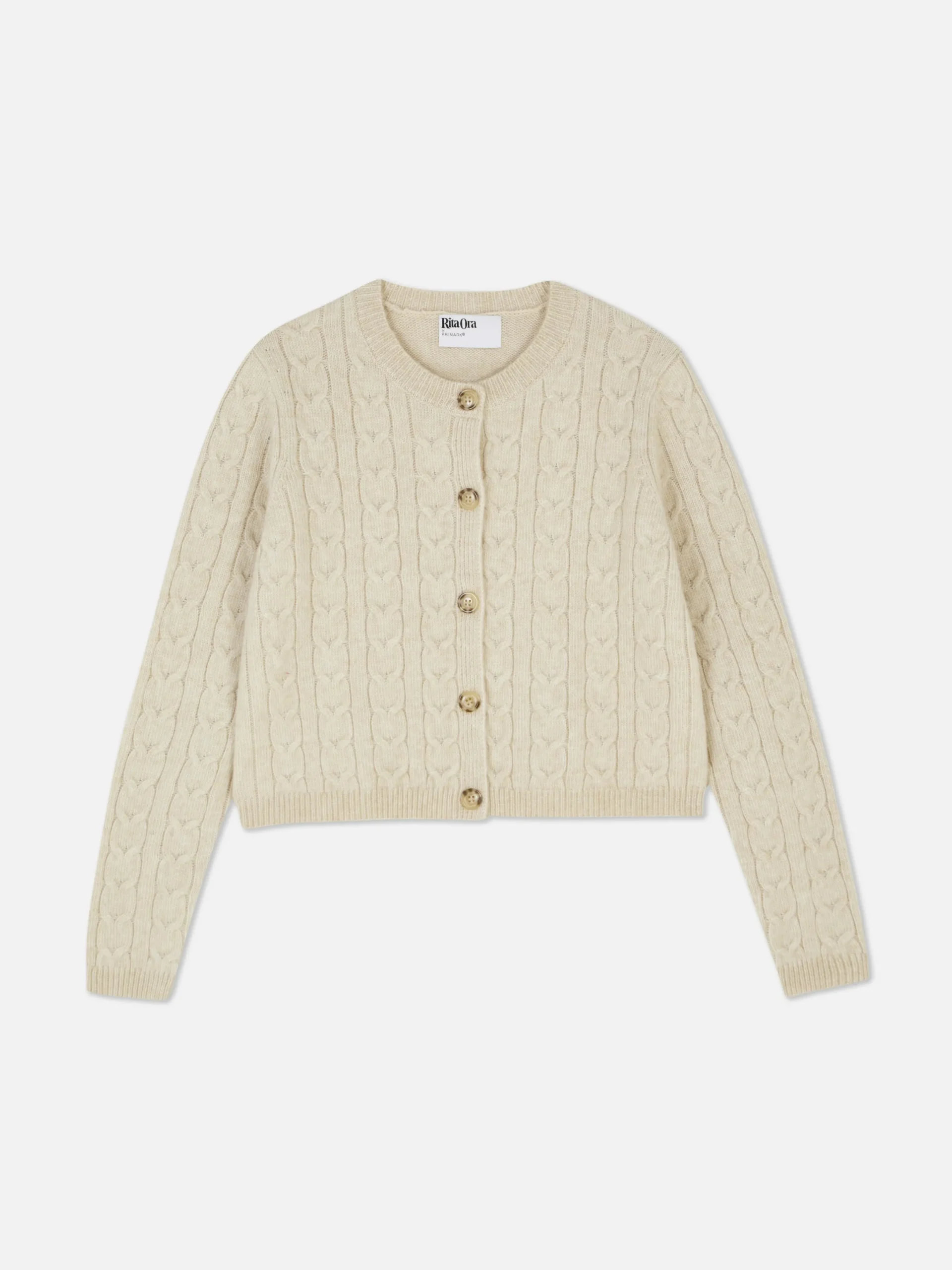 Pullover Und Cardigans|Primark „Rita Ora“ Strickcardigan Mit Zopfmuster Beige