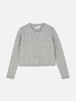 Pullover Und Cardigans|Primark „Rita Ora“ Strickcardigan Mit Zopfmuster Grau
