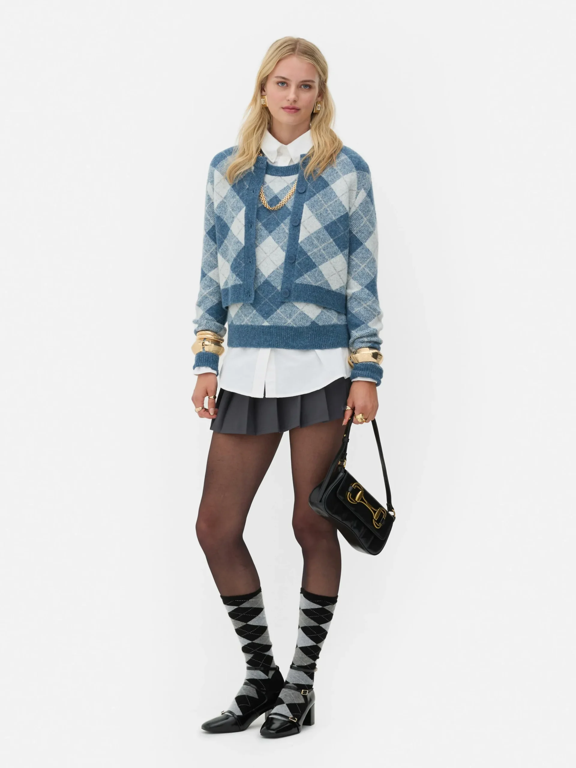 Pullover Und Cardigans|Primark „Rita Ora“ Strickcardigan Mit Argylemuster Blau
