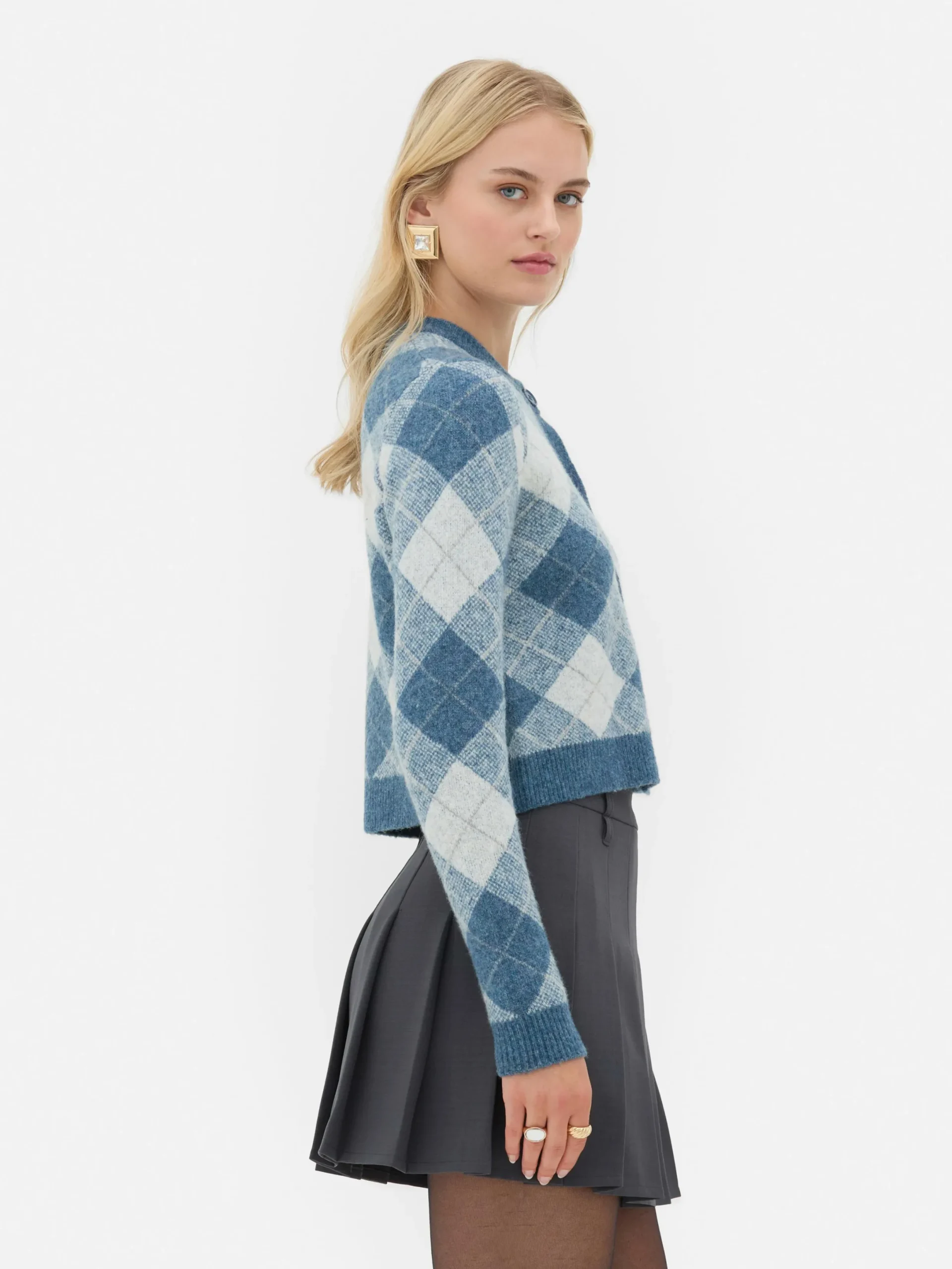Pullover Und Cardigans|Primark „Rita Ora“ Strickcardigan Mit Argylemuster Blau