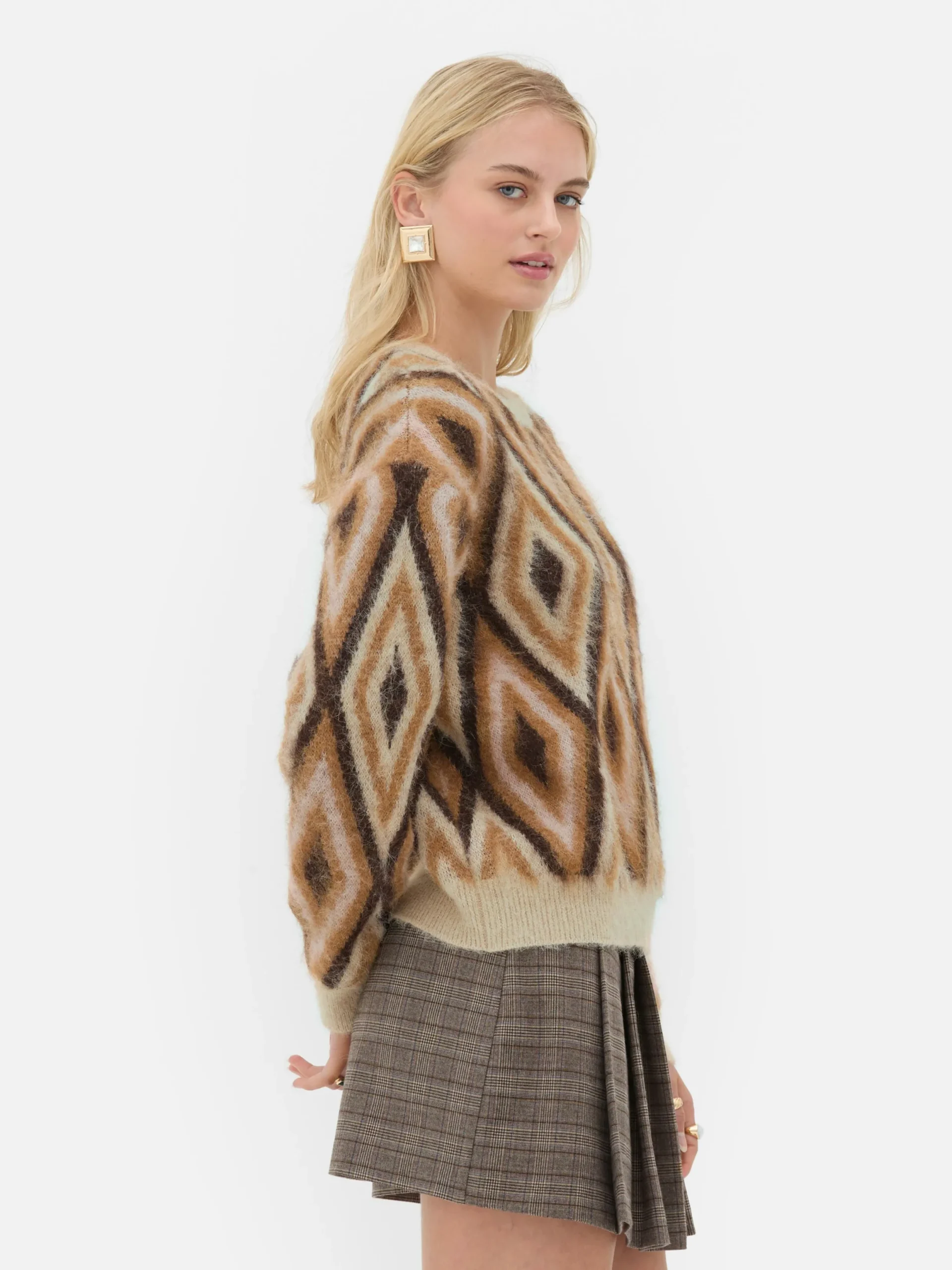 Pullover Und Cardigans|Primark „Rita Ora“ Strickpullover Mit Rautenmuster Braun