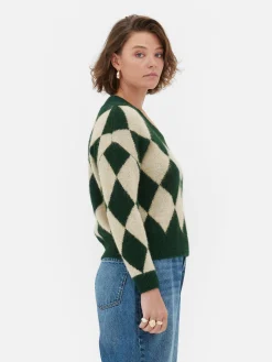 Pullover Und Cardigans|Primark „Rita Ora“ Strickpullover Mit Argylemuster Und V-Ausschnitt Dunkelgrün