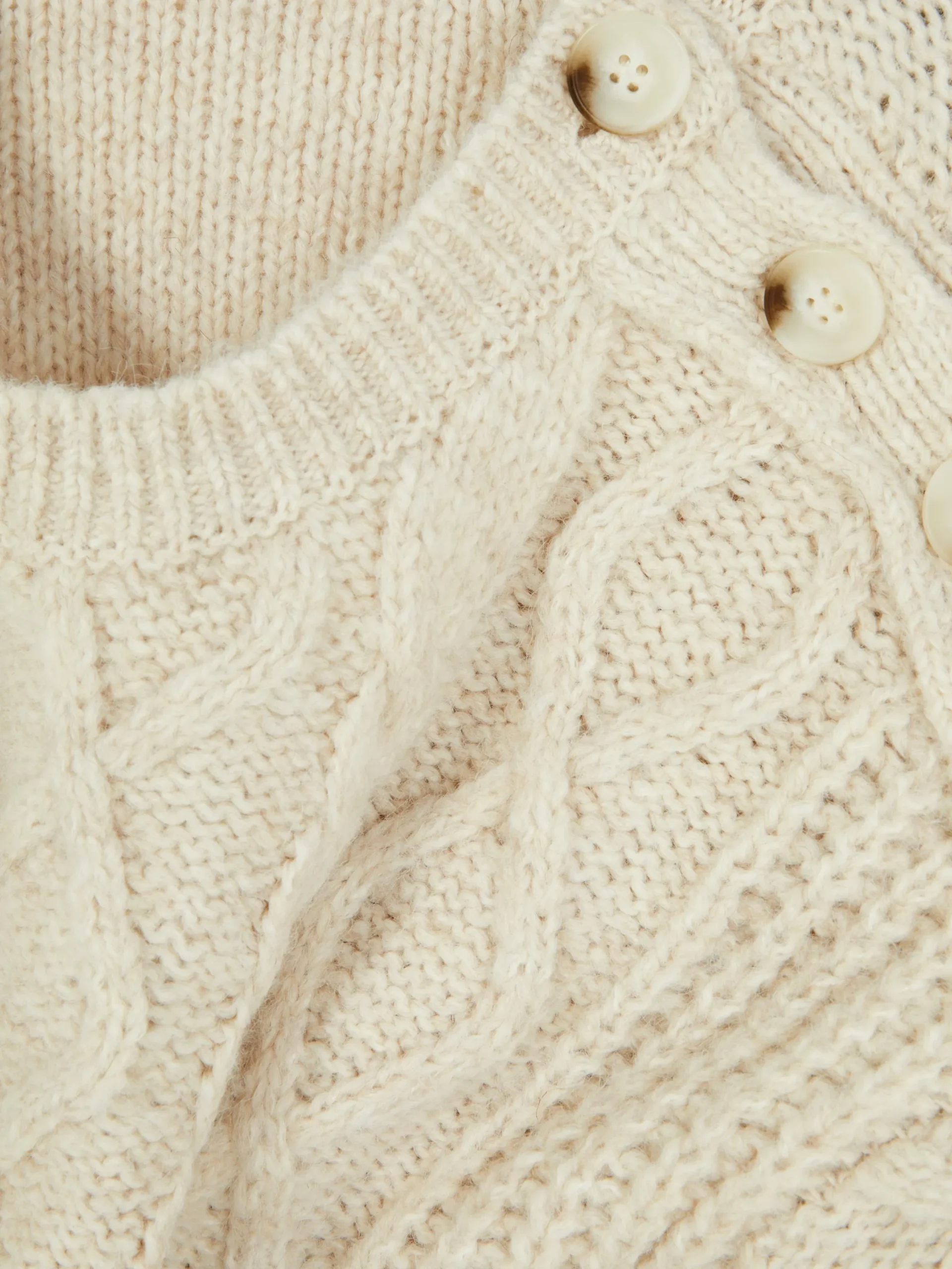 Pullover Und Cardigans|Primark „Rita Ora“ Strickpullover Mit Zopfmuster Und Knöpfen Beige