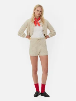 Shorts|Primark „Rita Ora“ Strickshorts Mit Zopfmuster Beige
