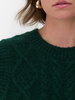 Pullover Und Cardigans|Primark „Rita Ora“ Strickweste Mit Zopfmuster Dunkelgrün