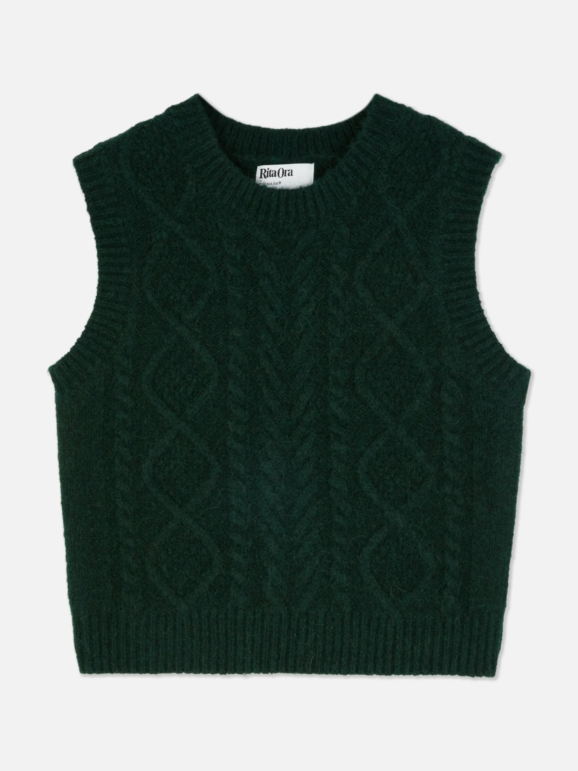 Pullover Und Cardigans|Primark „Rita Ora“ Strickweste Mit Zopfmuster Dunkelgrün