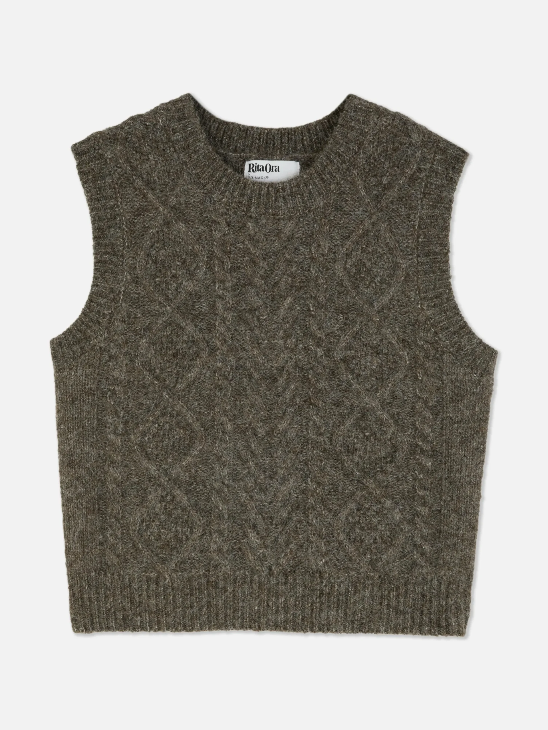 Pullover Und Cardigans|Primark „Rita Ora“ Strickweste Mit Zopfmuster Schokoladenbraun