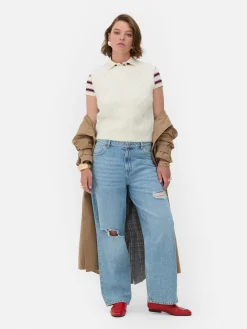 Pullover Und Cardigans|Primark „Rita Ora“ Strickweste Mit Zopfmuster Elfenbeinfarben