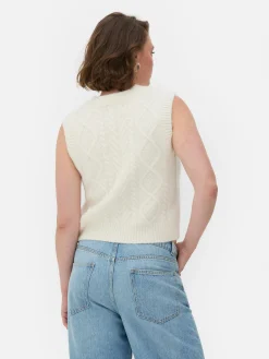 Pullover Und Cardigans|Primark „Rita Ora“ Strickweste Mit Zopfmuster Elfenbeinfarben