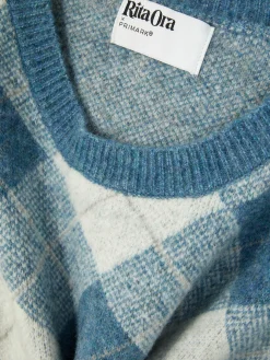 Pullover Und Cardigans|Primark „Rita Ora“ Strickweste Mit Argylemuster Blau