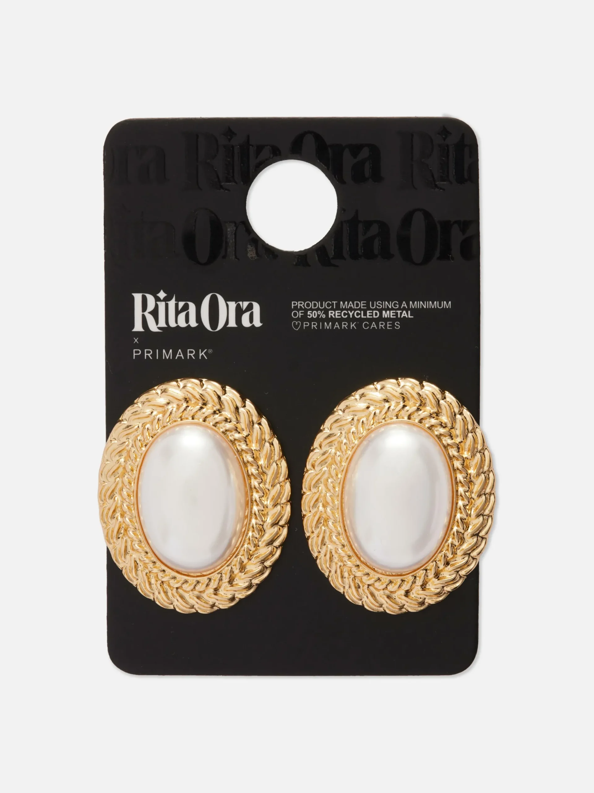 Schmuck|Primark „Rita Ora“ XL-Ohrstecker Mit Kunstperlen Gelb