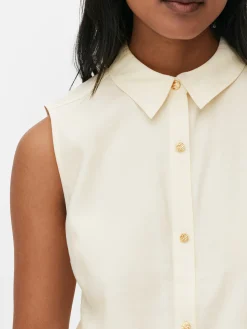 Blusen|Primark Ärmellose Bluse Mit Knopfleiste Elfenbeinfarben