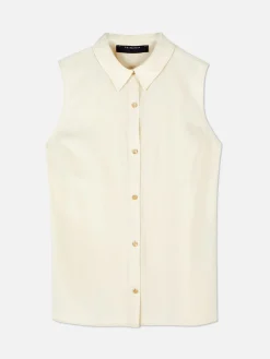 Blusen|Primark Ärmellose Bluse Mit Knopfleiste Elfenbeinfarben