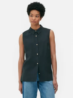 Blusen|Primark Ärmellose Bluse Mit Knopfleiste Schwarz