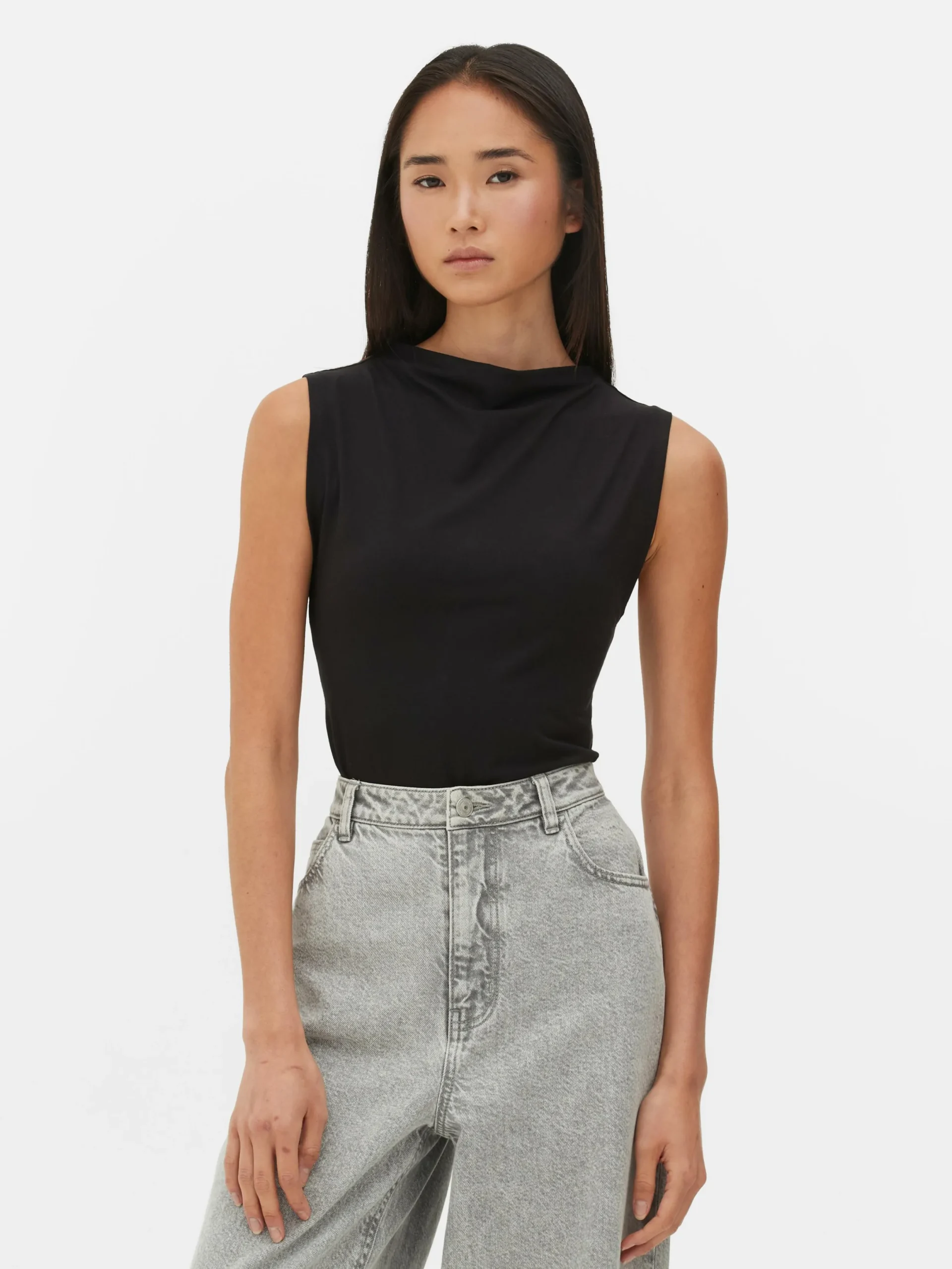 Tops Und T-Shirts|Primark Ärmelloser Body Mit Hohem Kragen Schwarz