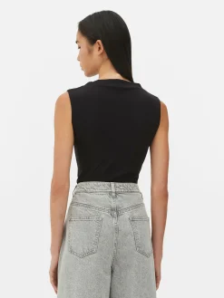 Tops Und T-Shirts|Primark Ärmelloser Body Mit Hohem Kragen Schwarz