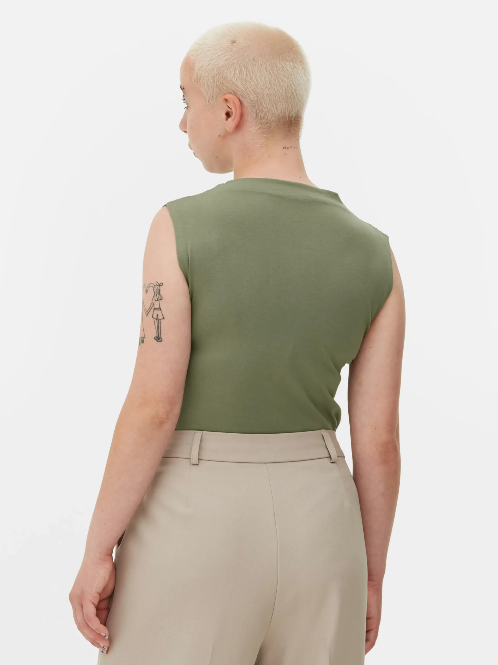 Tops Und T-Shirts|Primark Ärmelloser Body Mit Hohem Kragen Khakifarben