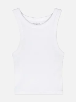 Tops Und T-Shirts|Primark Ärmelloses, Geripptes Racerback-Top Weiß