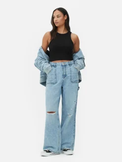 Tops Und T-Shirts|Primark Ärmelloses, Geripptes Racerback-Top Schwarz
