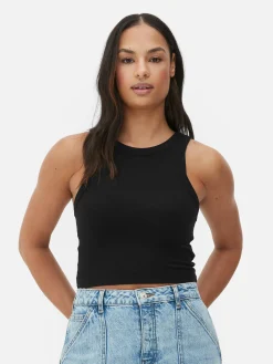Tops Und T-Shirts|Primark Ärmelloses, Geripptes Racerback-Top Schwarz