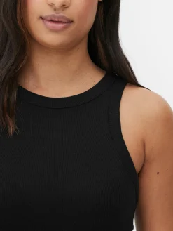 Tops Und T-Shirts|Primark Ärmelloses, Geripptes Racerback-Top Schwarz