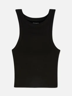 Tops Und T-Shirts|Primark Ärmelloses, Geripptes Racerback-Top Schwarz