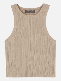 Tops Und T-Shirts|Primark Ärmelloses, Geripptes Racerback-Top Steinfarben
