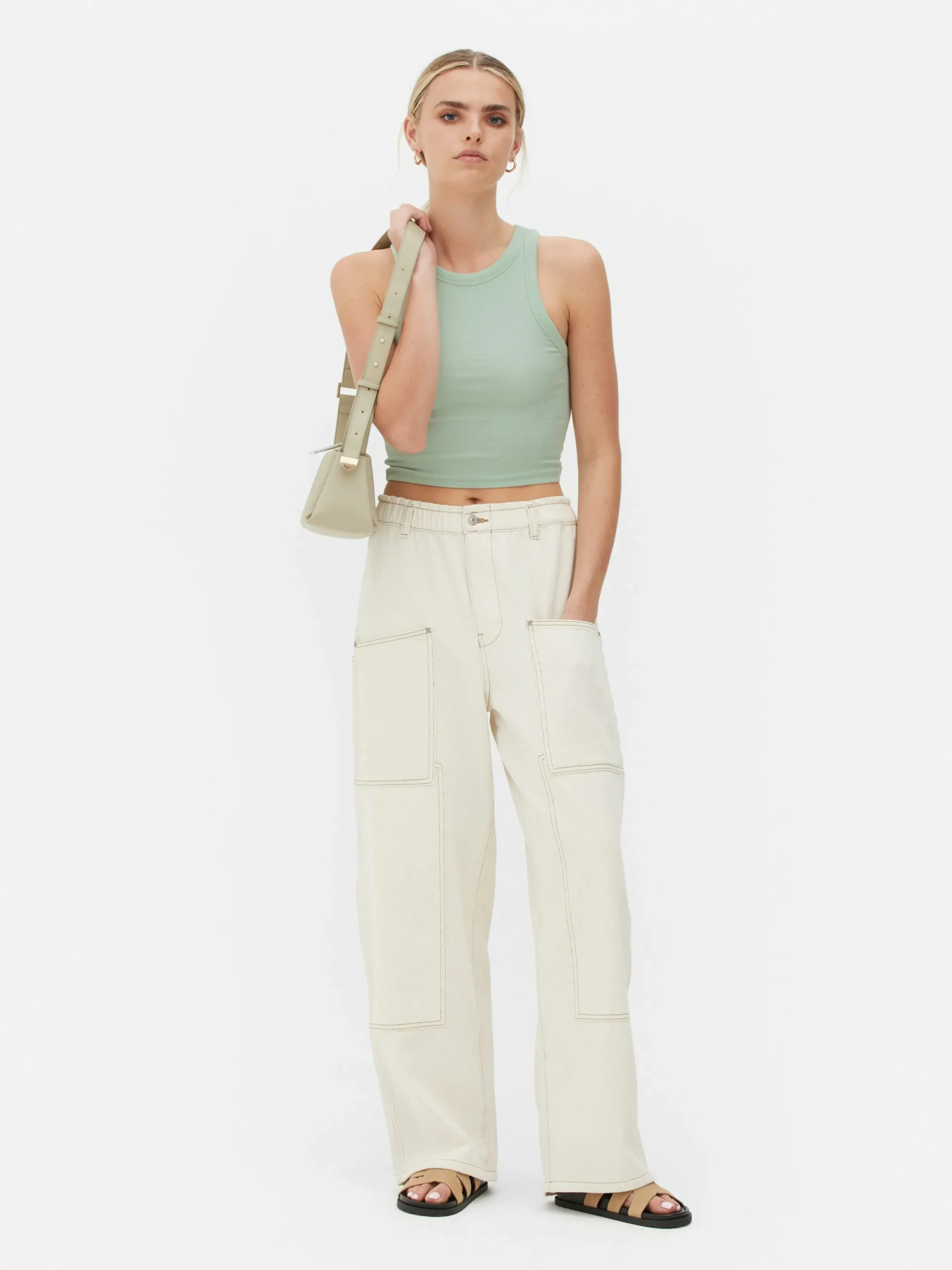 Tops Und T-Shirts|Primark Ärmelloses, Geripptes Racerback-Top Hellgrün