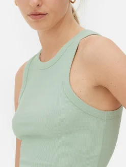 Tops Und T-Shirts|Primark Ärmelloses, Geripptes Racerback-Top Hellgrün