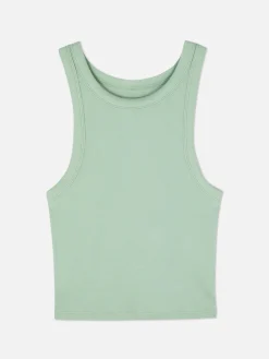 Tops Und T-Shirts|Primark Ärmelloses, Geripptes Racerback-Top Hellgrün