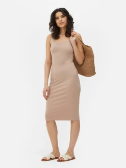 Kleider|Primark Ärmelloses Jersey-Midikleid Steinfarben