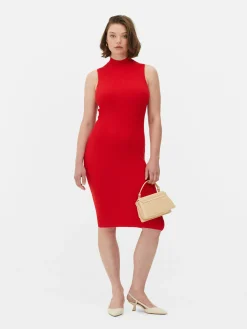Kleider|Primark Ärmelloses Strick-Midikleid Rot