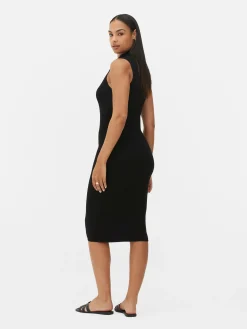 Kleider|Primark Ärmelloses Strick-Midikleid Schwarz