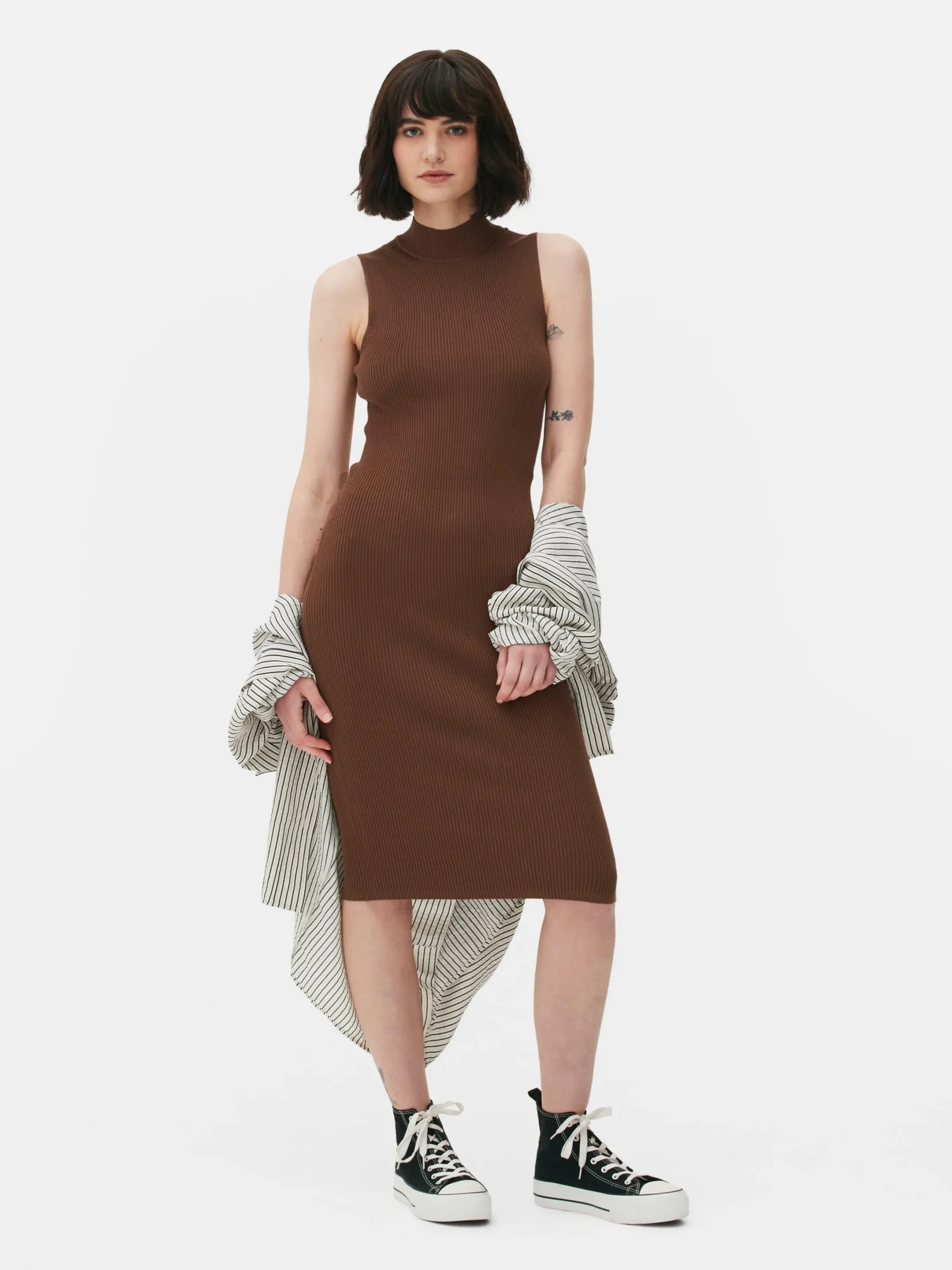 Kleider|Primark Ärmelloses Strick-Midikleid Braun