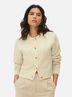 Pullover Und Cardigans|Primark Rundhals-Cardigan Mit Knopfleiste Elfenbeinfarben