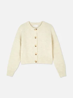 Pullover Und Cardigans|Primark Rundhals-Cardigan Mit Knopfleiste Elfenbeinfarben