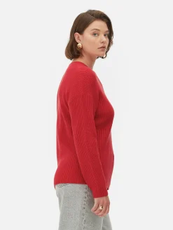 Pullover Und Cardigans|Primark Rundhalspullover Mit Knopfdetail Rot