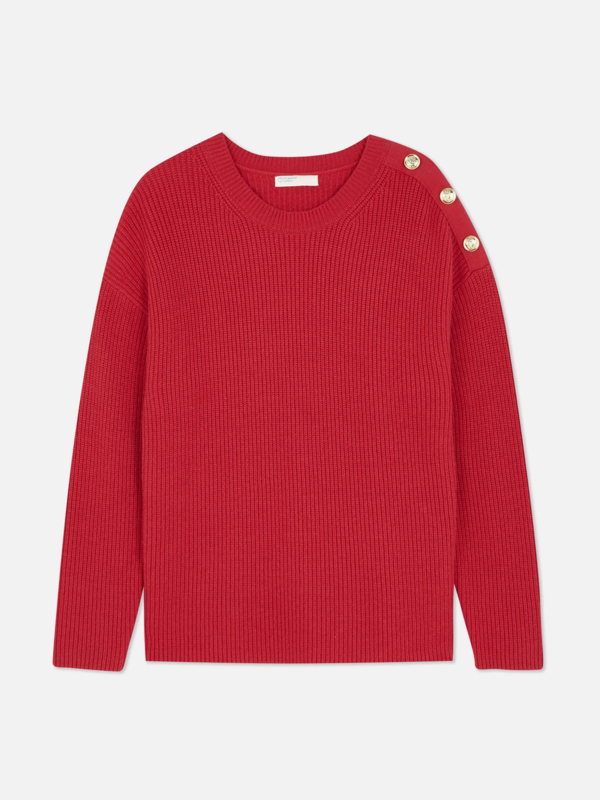 Pullover Und Cardigans|Primark Rundhalspullover Mit Knopfdetail Rot