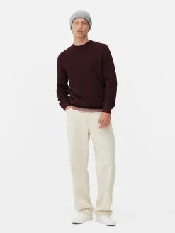 Pullover Und Cardigans|Primark Rundhalspullover Mit Korbstruktur Burgunderrot